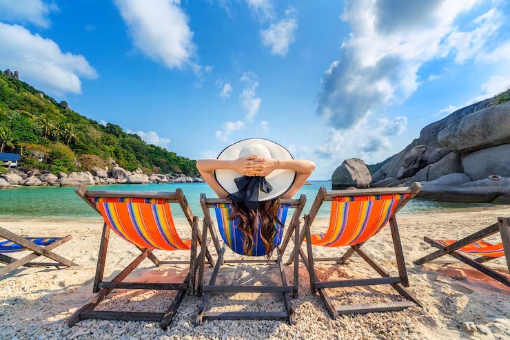 woman with hat sitting chairs beach beautiful tropical beach woman relaxing tropical beach koh nangyuan island 335224 1110